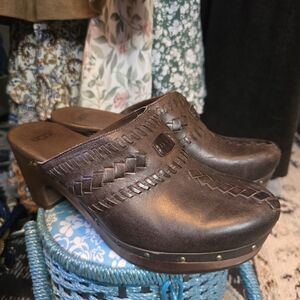 UGG Dark Brown Leather Women's Mules